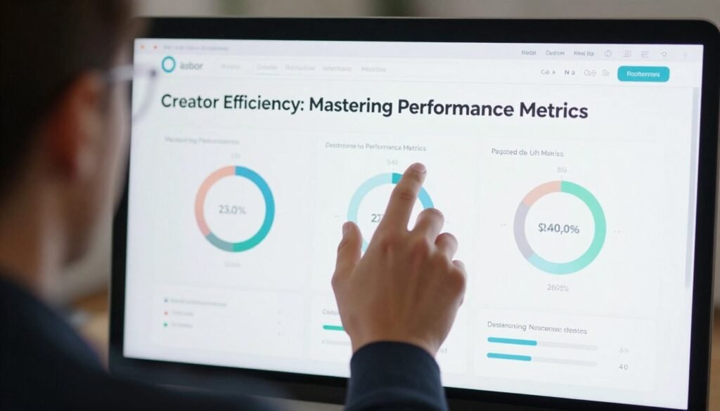 A digital creator analyzing on-screen data to achieve peak performance for digital creators through focused work and biological optimization.